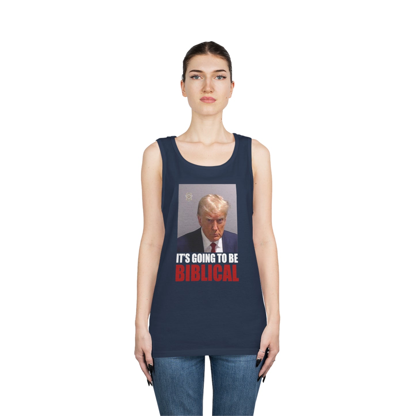 Trump Mugshot - It's Going To Be Biblical | Men's Heavy Cotton Tank Top
