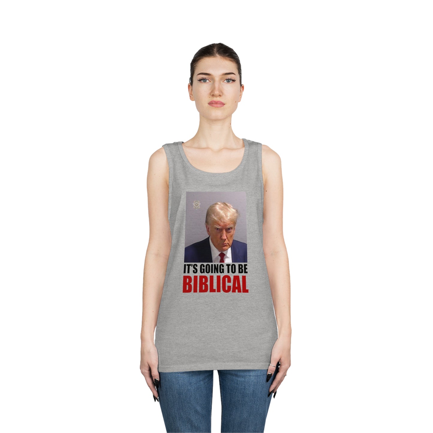 Trump Mugshot - It's Going To Be Biblical | Men's Heavy Cotton Tank Top