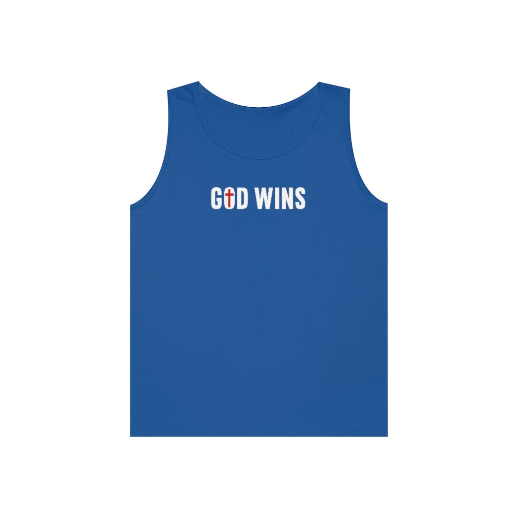 God Wins | Men's Heavy Cotton Tank Top - Rise of The New Media
