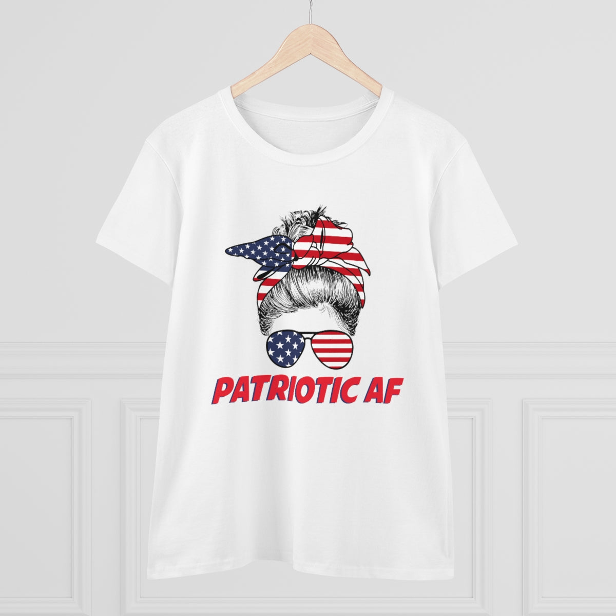 Patriotic AF with USA Mom | Women's Tee - Rise of The New Media