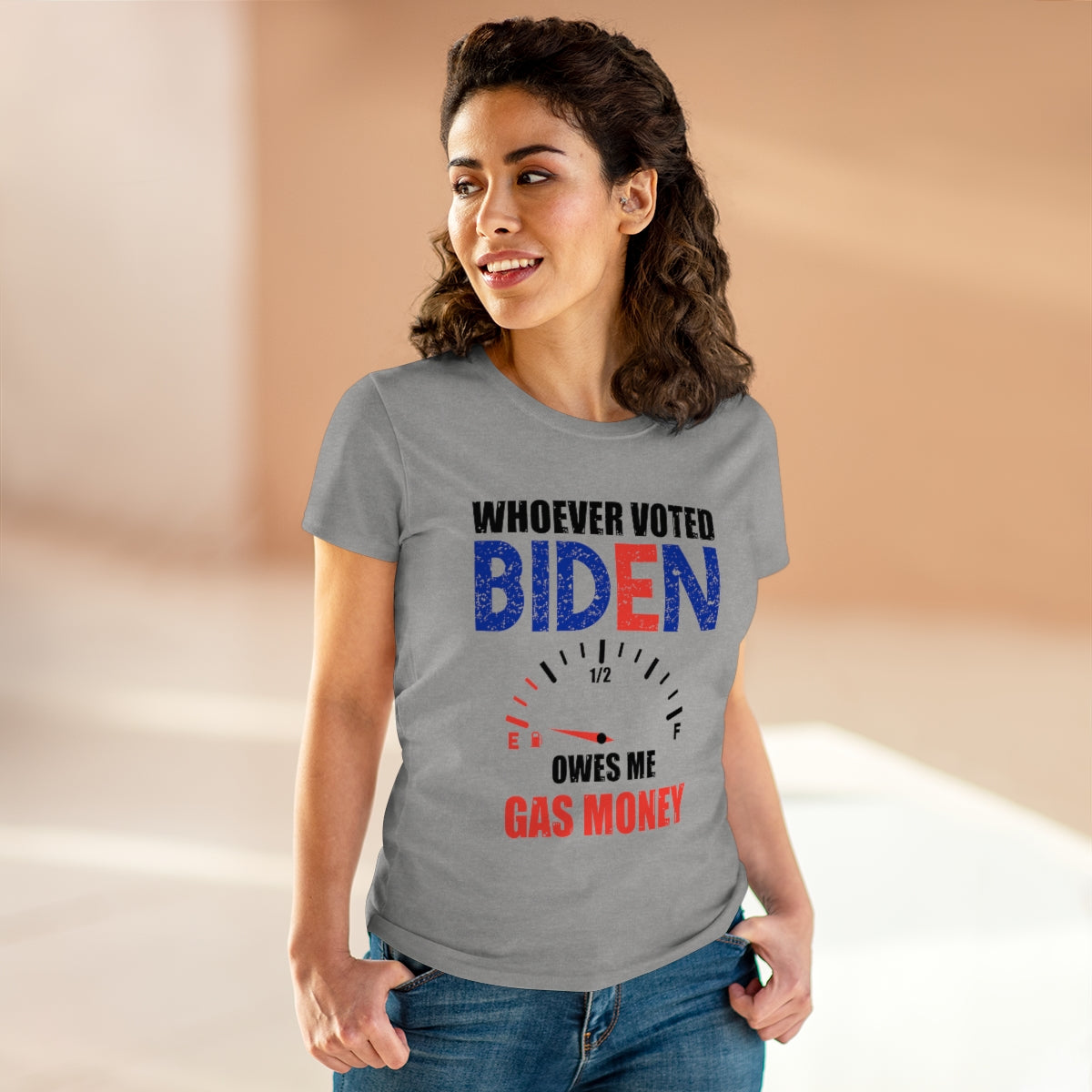 Whoever Voted Biden Owes Me Gas Money | Women's Cotton Tee - Rise of The New Media