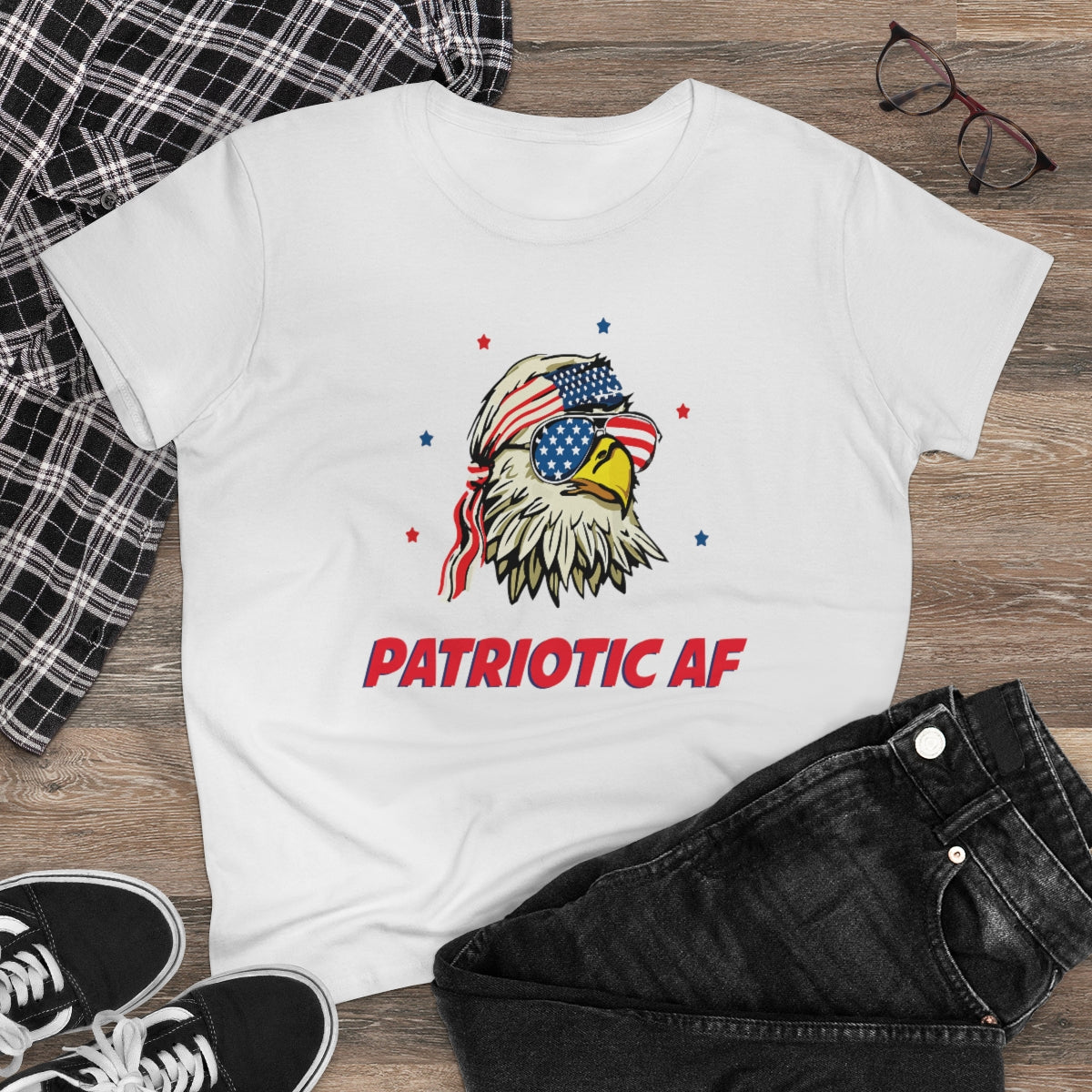 Patriotic AF with American Eagle | Women's Tee - Rise of The New Media
