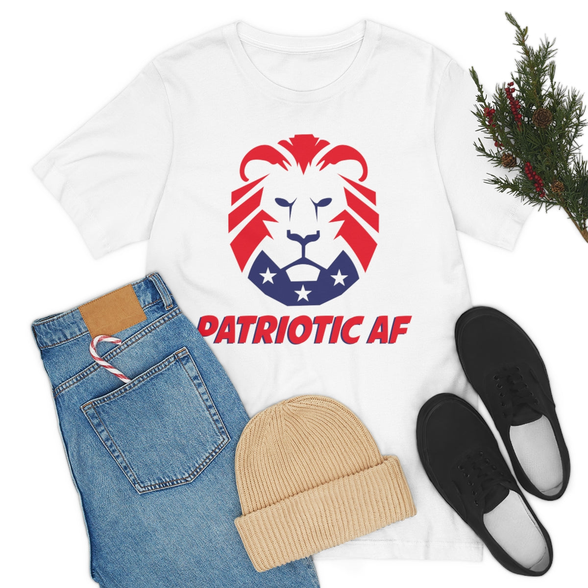 Patriotic AF with MAGA Lion | Mens/Unisex Short Sleeve T-Shirt - Rise of The New Media