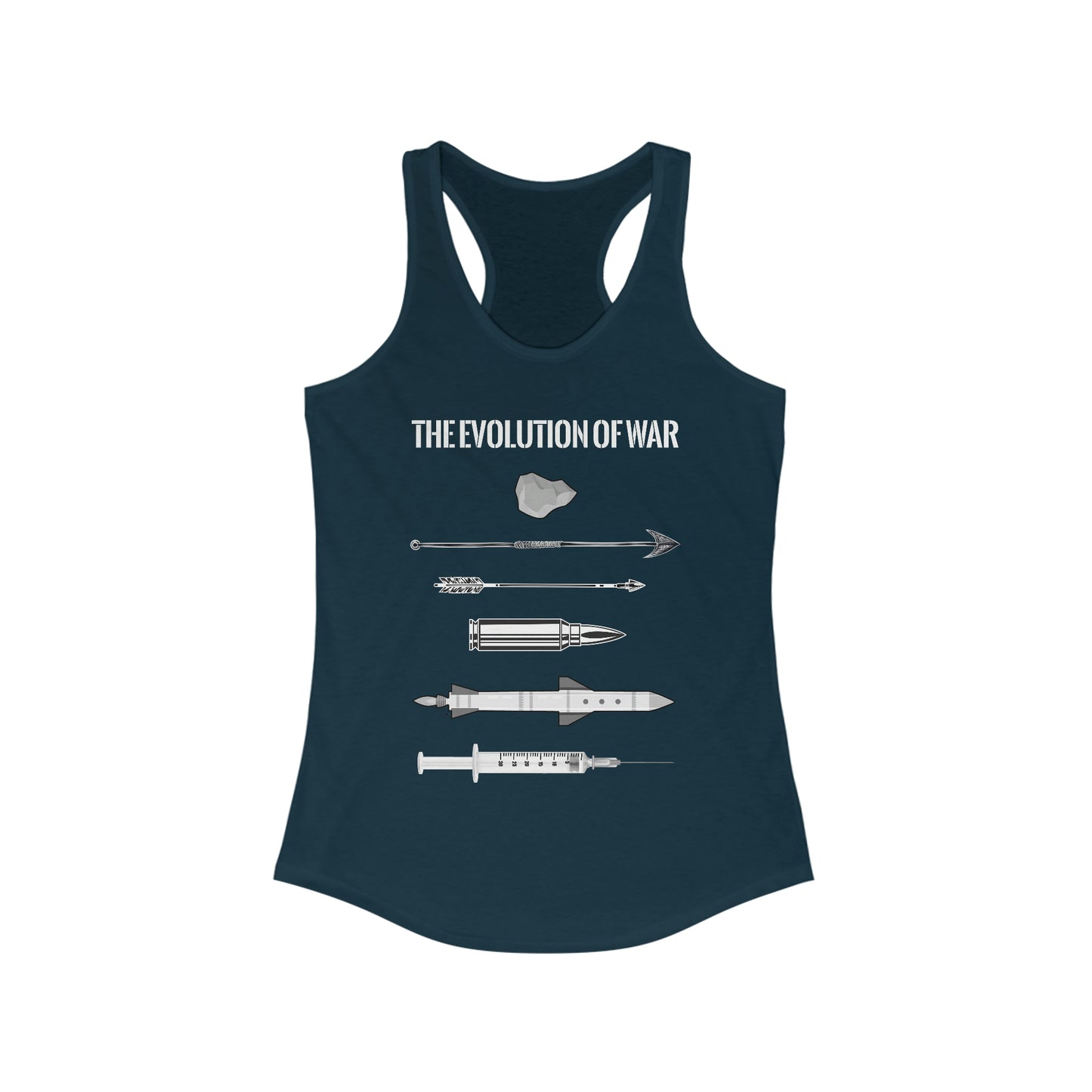 The Evolution of War | Women's Racerback Tank - Rise of The New Media
