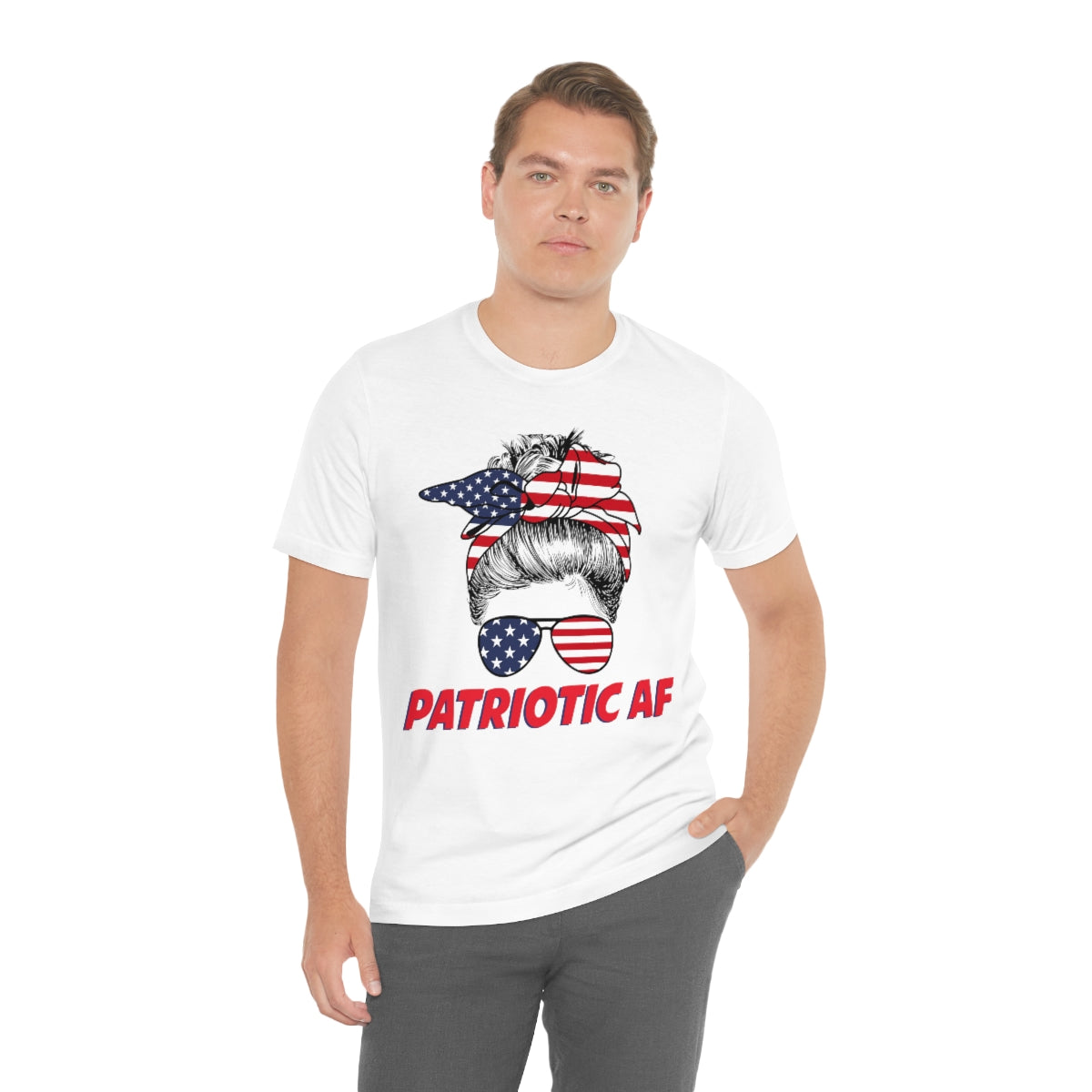 Patriotic AF with USA Mom | Mens/Unisex Short Sleeve T-Shirt - Rise of The New Media