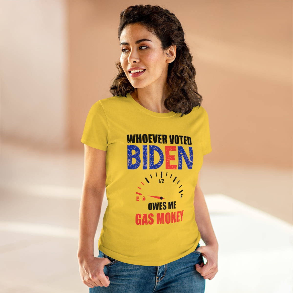 Whoever Voted Biden Owes Me Gas Money | Women's Cotton Tee - Rise of The New Media