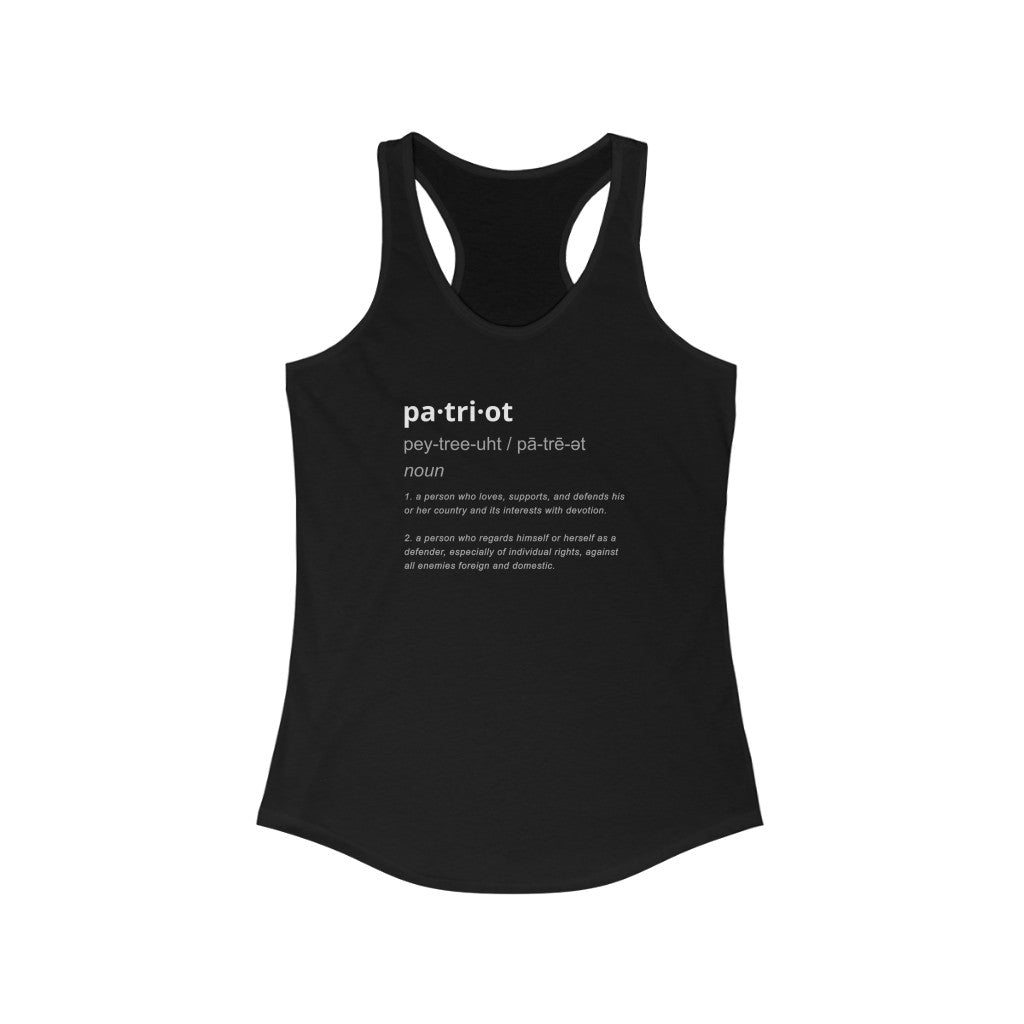 Patriot Definition | Women's Racerback Tank - Rise of The New Media