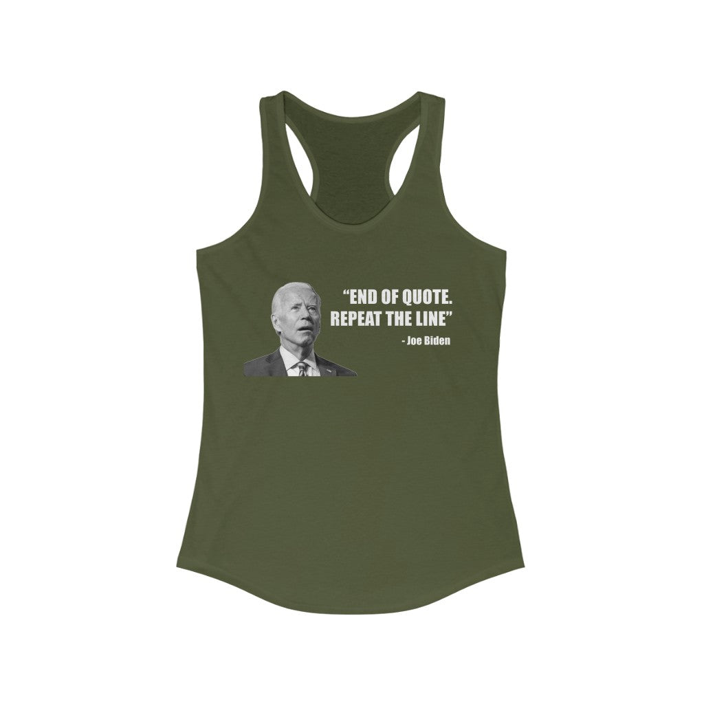 End Of Quote. Repeat The Line | Women's Racerback Tank - Rise of The New Media