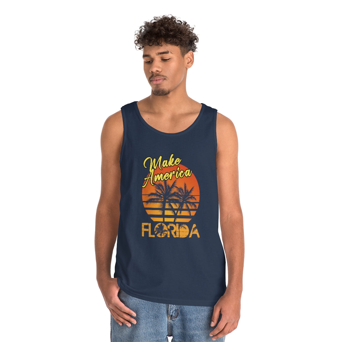 Make America Florida | Men's Heavy Cotton Tank Top - Rise of The New Media