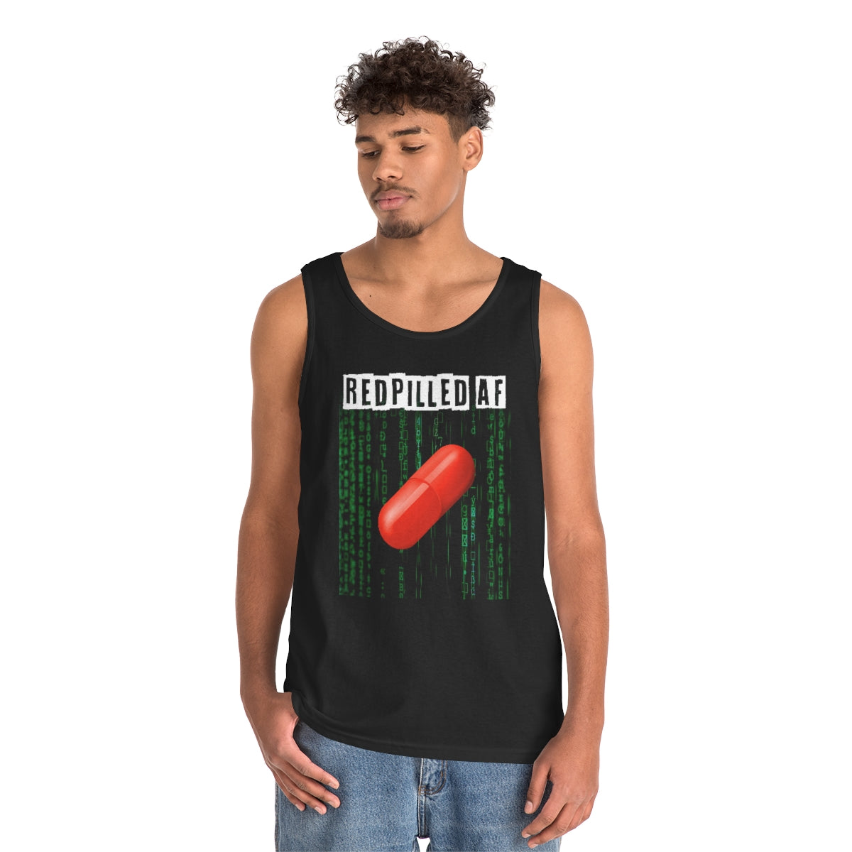 Redpilled AF | Men's Heavy Cotton Tank Top - Rise of The New Media