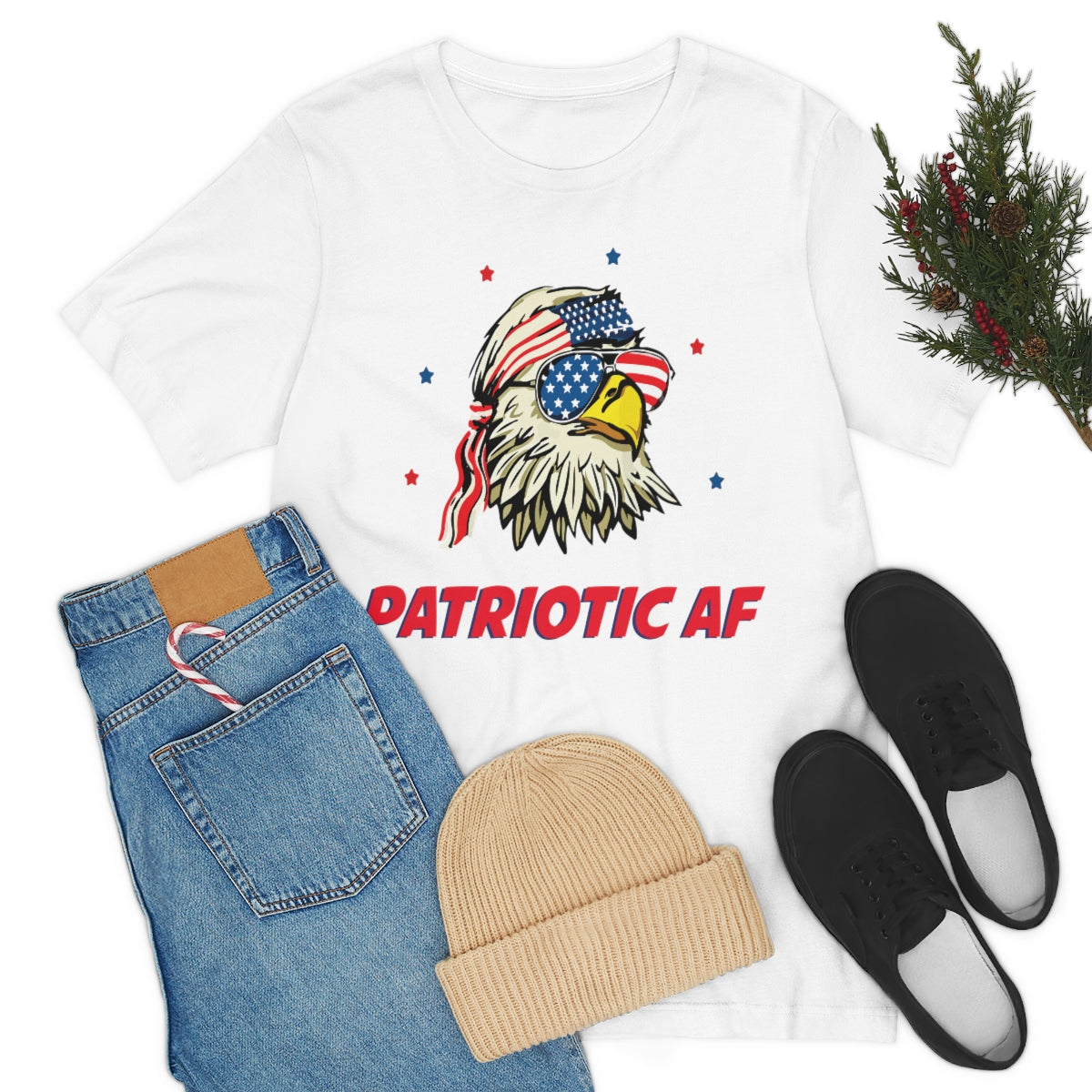 Patriotic AF with American Eagle | Mens/Unisex Short Sleeve T-Shirt - Rise of The New Media