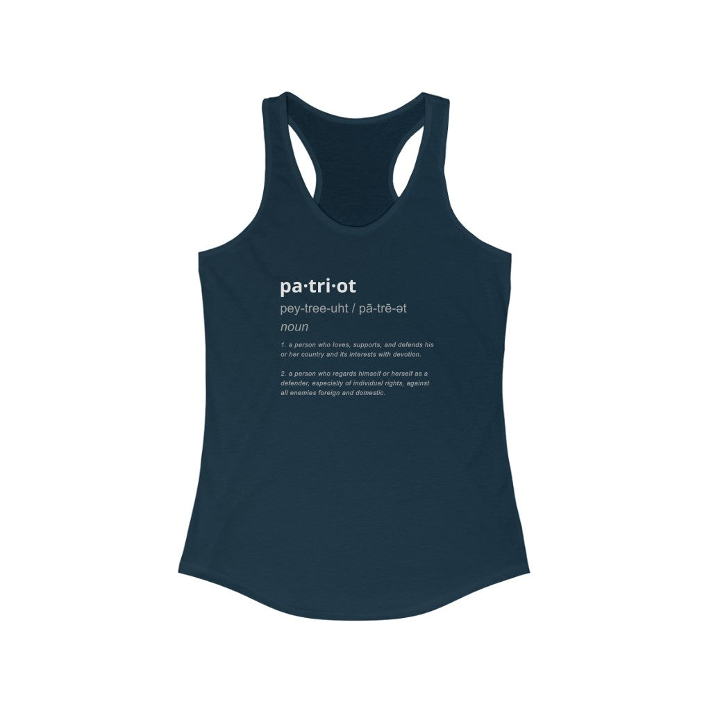 Patriot Definition | Women's Racerback Tank - Rise of The New Media