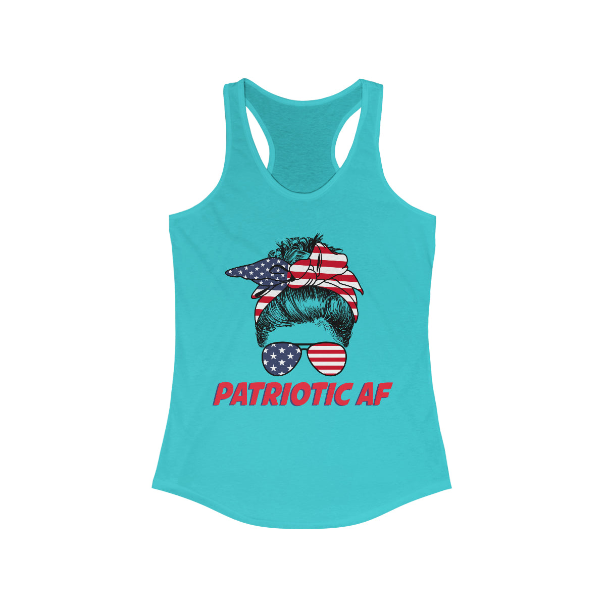 Patriotic AF with USA Mom | Women's Racerback Tank - Rise of The New Media