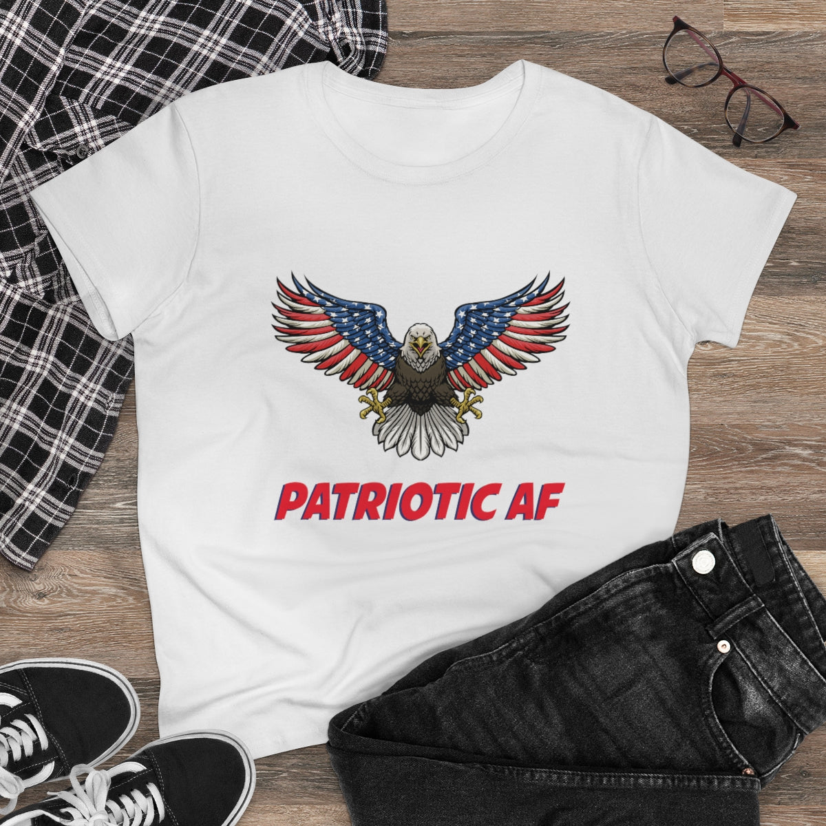 Patriotic AF with American Eagle 2 | Women's Tee - Rise of The New Media