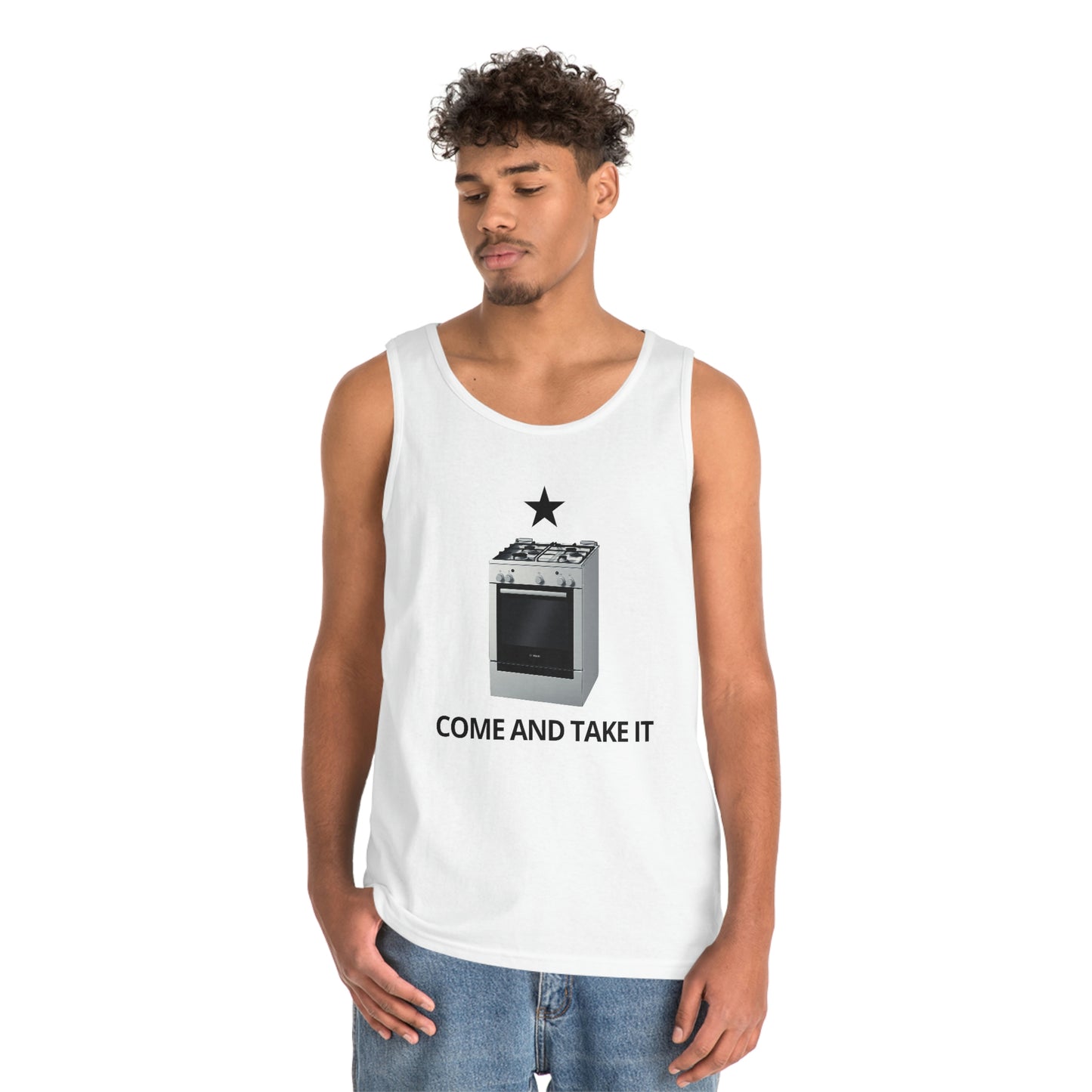 Gas Stove Come And Take It | Men's Heavy Cotton Tank Top - Rise of The New Media
