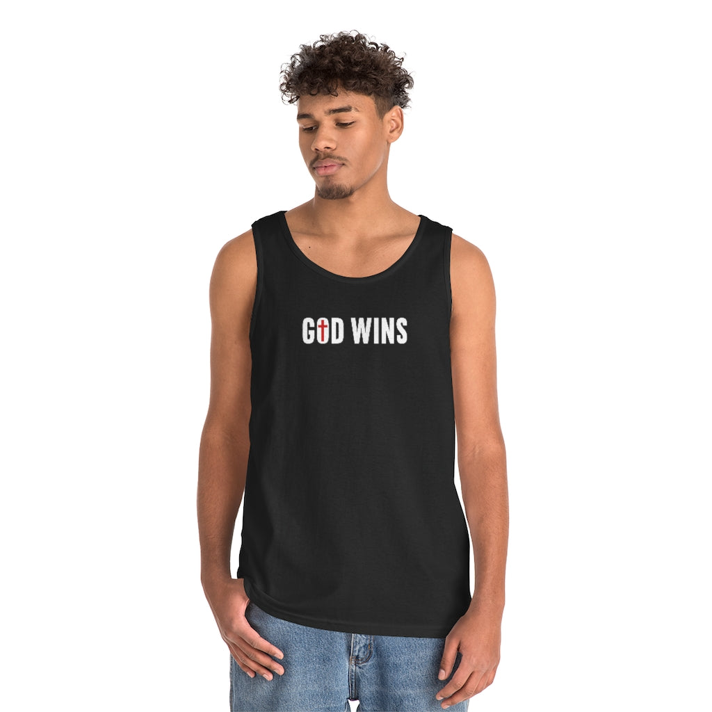 God Wins | Men's Heavy Cotton Tank Top - Rise of The New Media