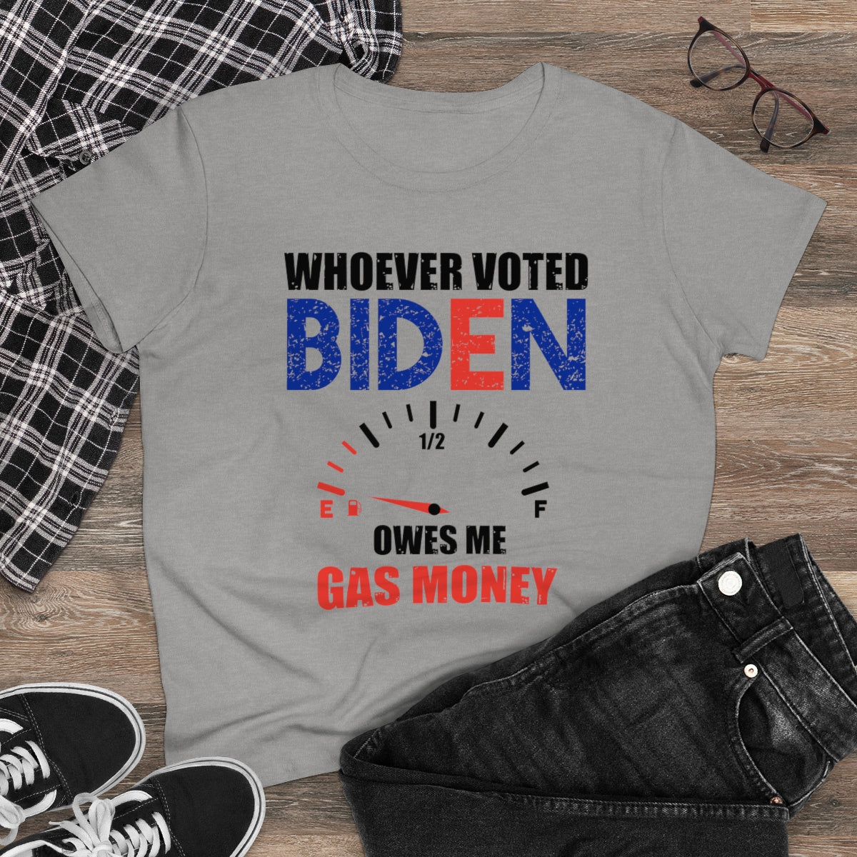 Whoever Voted Biden Owes Me Gas Money | Women's Cotton Tee - Rise of The New Media