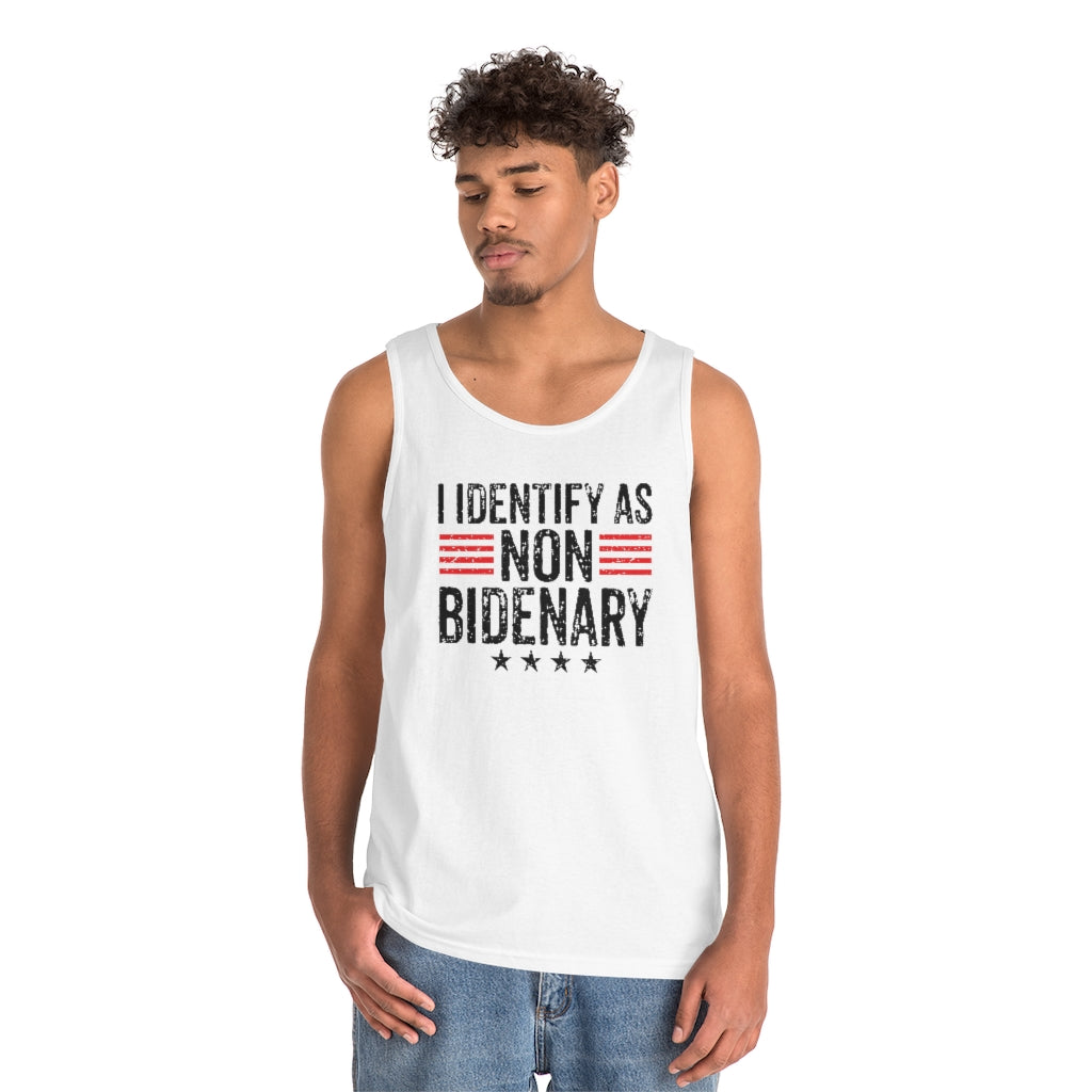 I Identify As Non-Bidenary | Men's Heavy Cotton Tank Top - Rise of The New Media