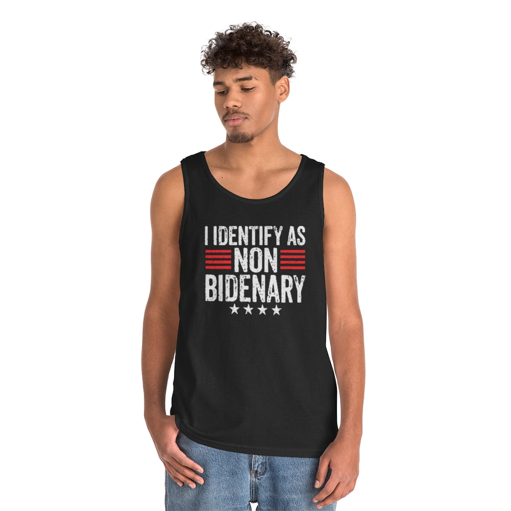 I Identify As Non-Bidenary | Men's Heavy Cotton Tank Top - Rise of The New Media