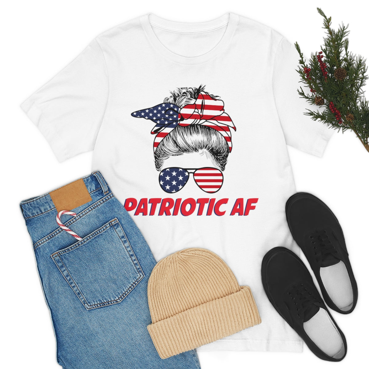 Patriotic AF with USA Mom | Mens/Unisex Short Sleeve T-Shirt - Rise of The New Media