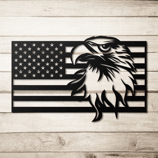 American Flag & Eagle Die-Cut Metal Sign - Rise of The New Media