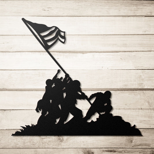 US Marines With American Flag Die-Cut Metal Sign - Rise of The New Media