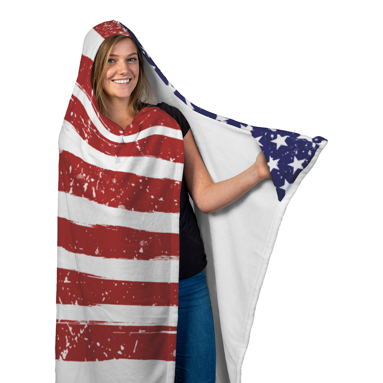 USA Flag with grunge effect Hooded Blanket - Rise of The New Media