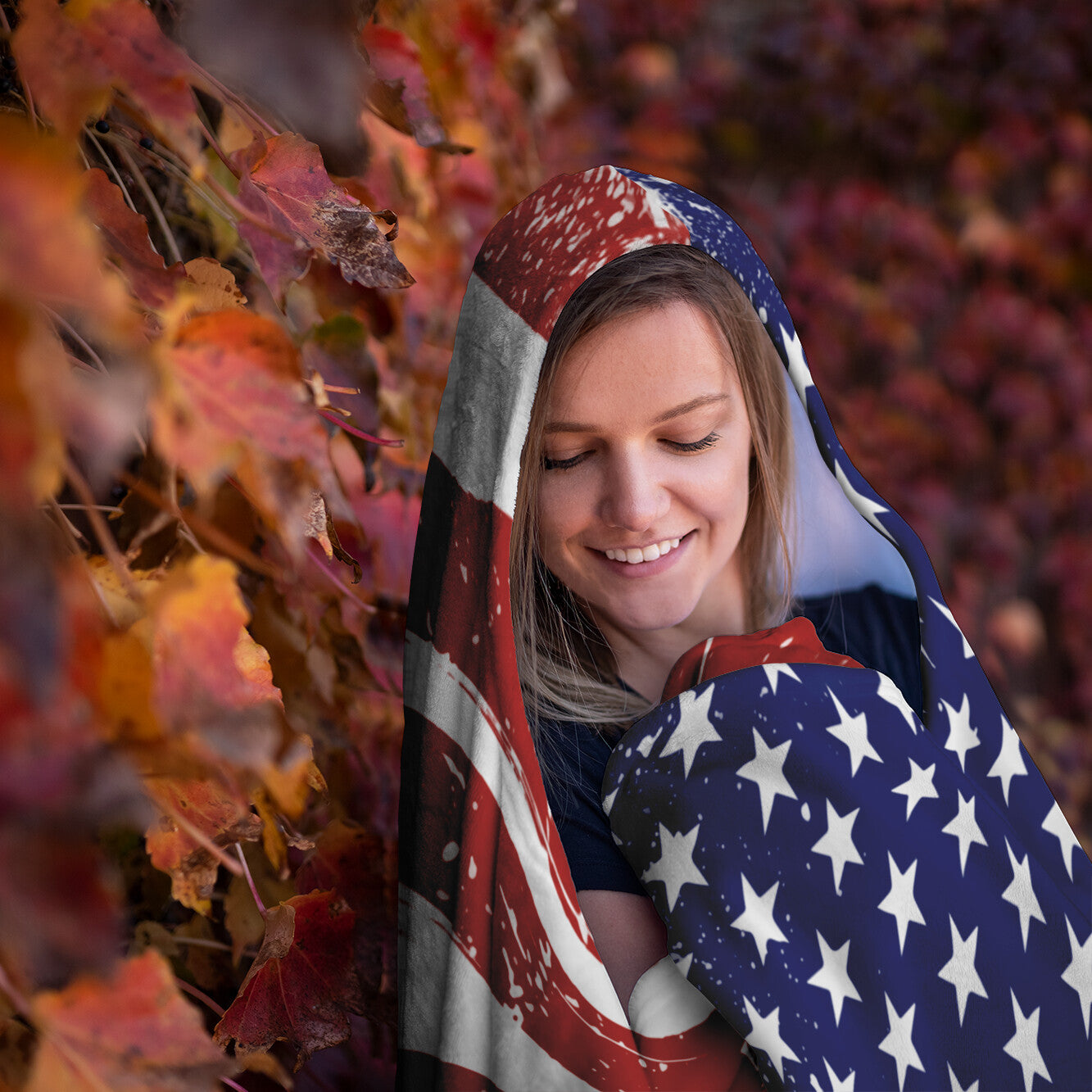 USA Flag with grunge effect Hooded Blanket - Rise of The New Media