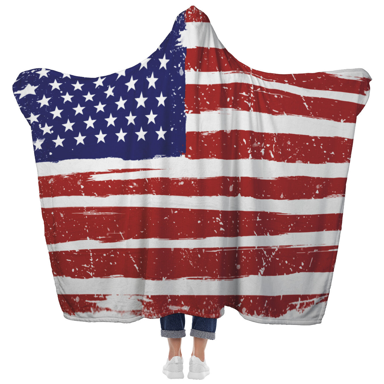 USA Flag with grunge effect Hooded Blanket - Rise of The New Media