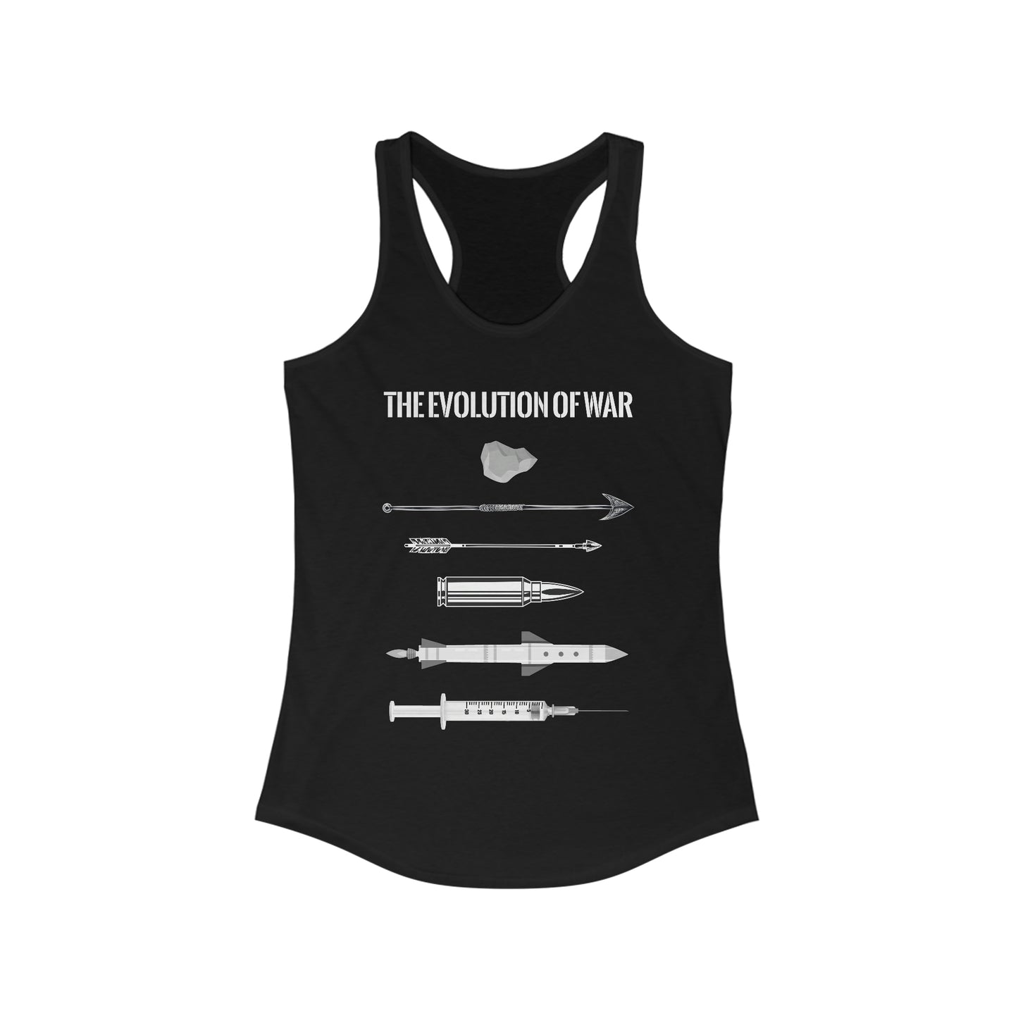 The Evolution of War | Women's Racerback Tank - Rise of The New Media