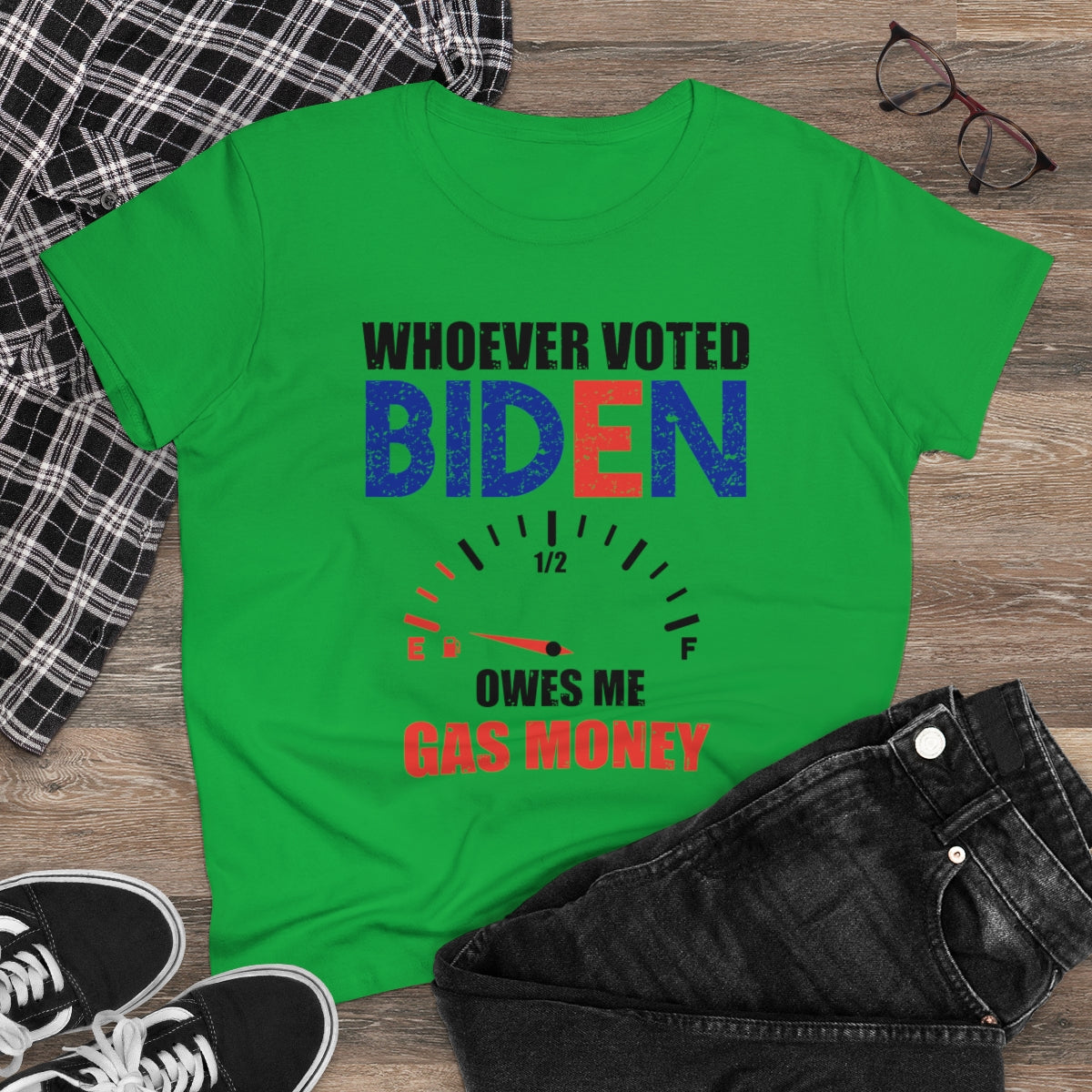 Whoever Voted Biden Owes Me Gas Money | Women's Cotton Tee - Rise of The New Media