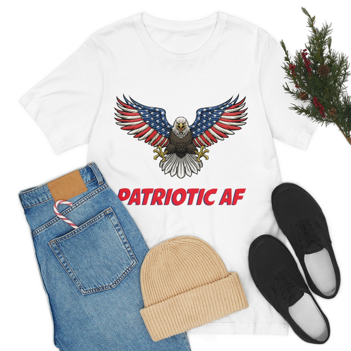 Patriotic AF with American Eagle 2 | Mens/Unisex Short Sleeve T-Shirt - Rise of The New Media