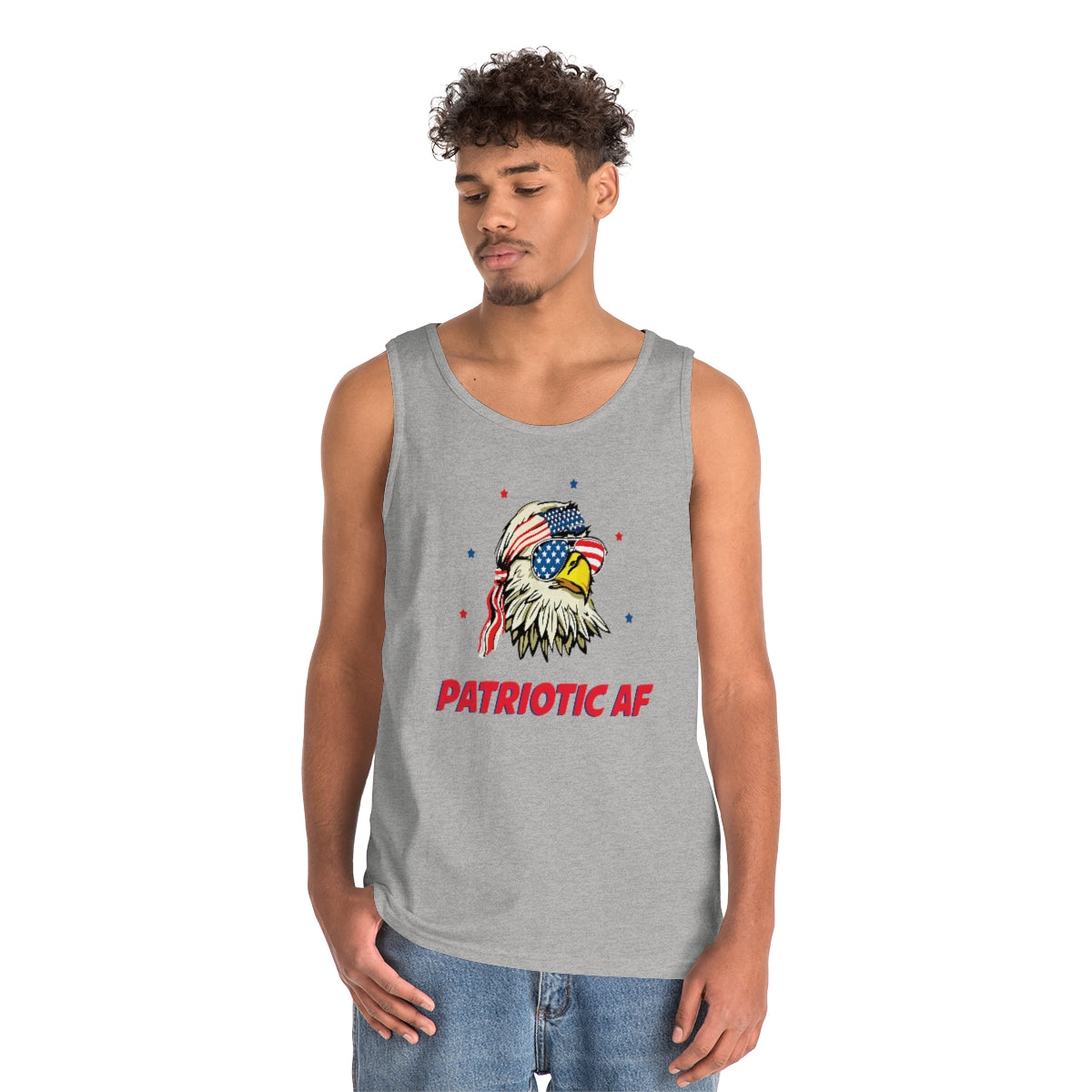 Patriotic AF with American Eagle | Men's Heavy Cotton Tank Top - Rise of The New Media