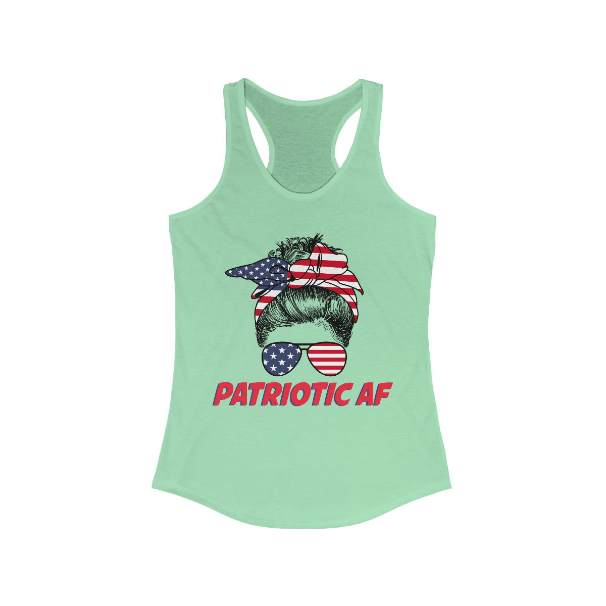 Patriotic AF with USA Mom | Women's Racerback Tank - Rise of The New Media