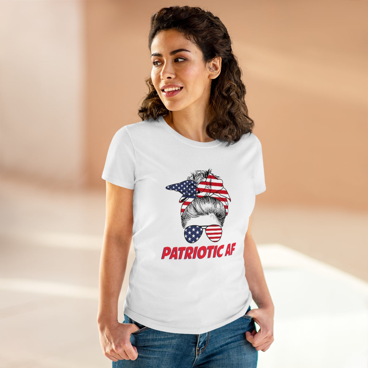 Patriotic AF with USA Mom | Women's Tee - Rise of The New Media