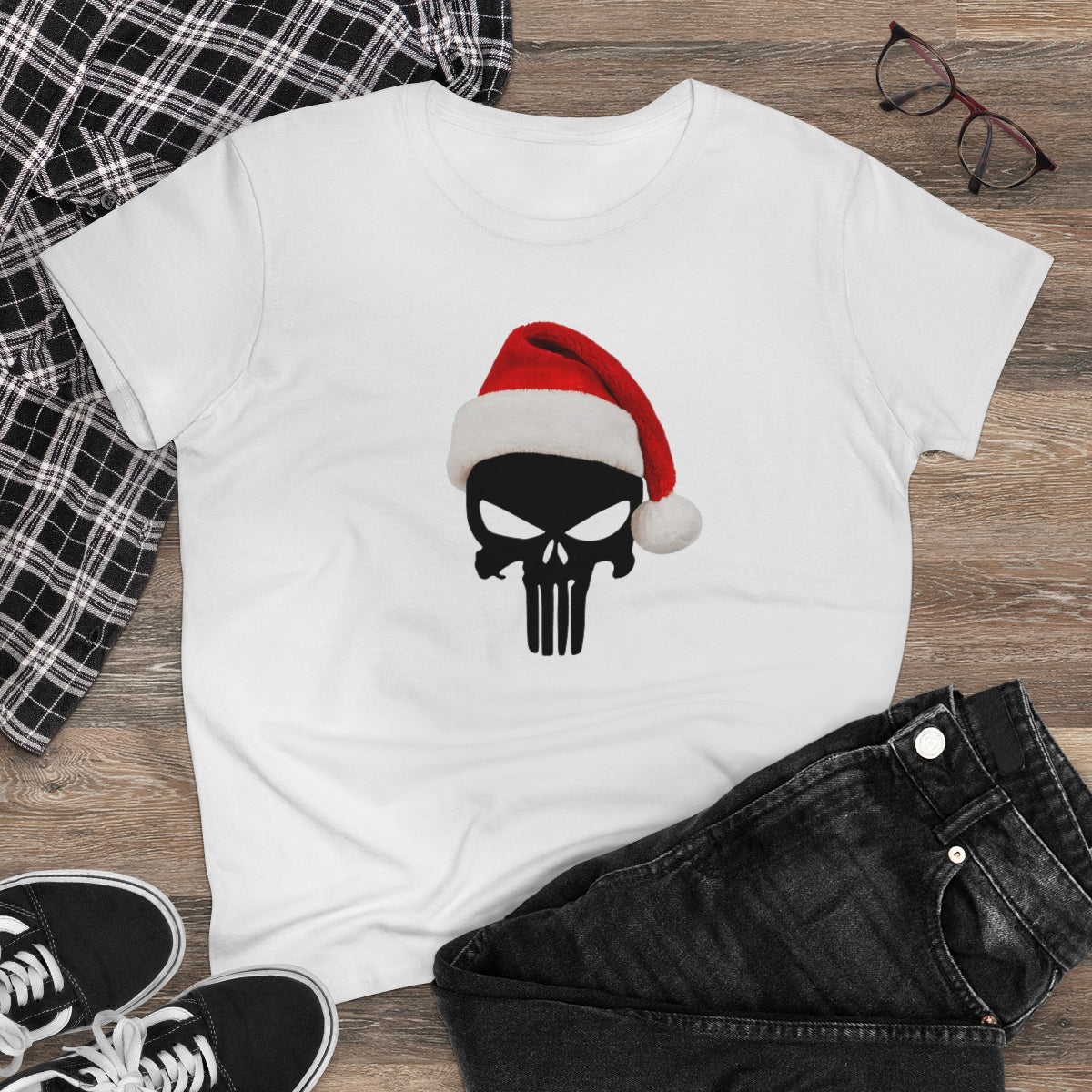 Punisher with Santa Hat | Women's Tee - Rise of The New Media