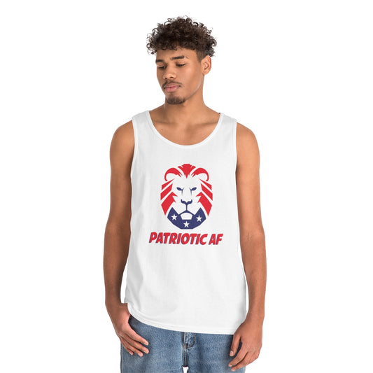 Patriotic AF with MAGA Lion | Men's Heavy Cotton Tank Top - Rise of The New Media