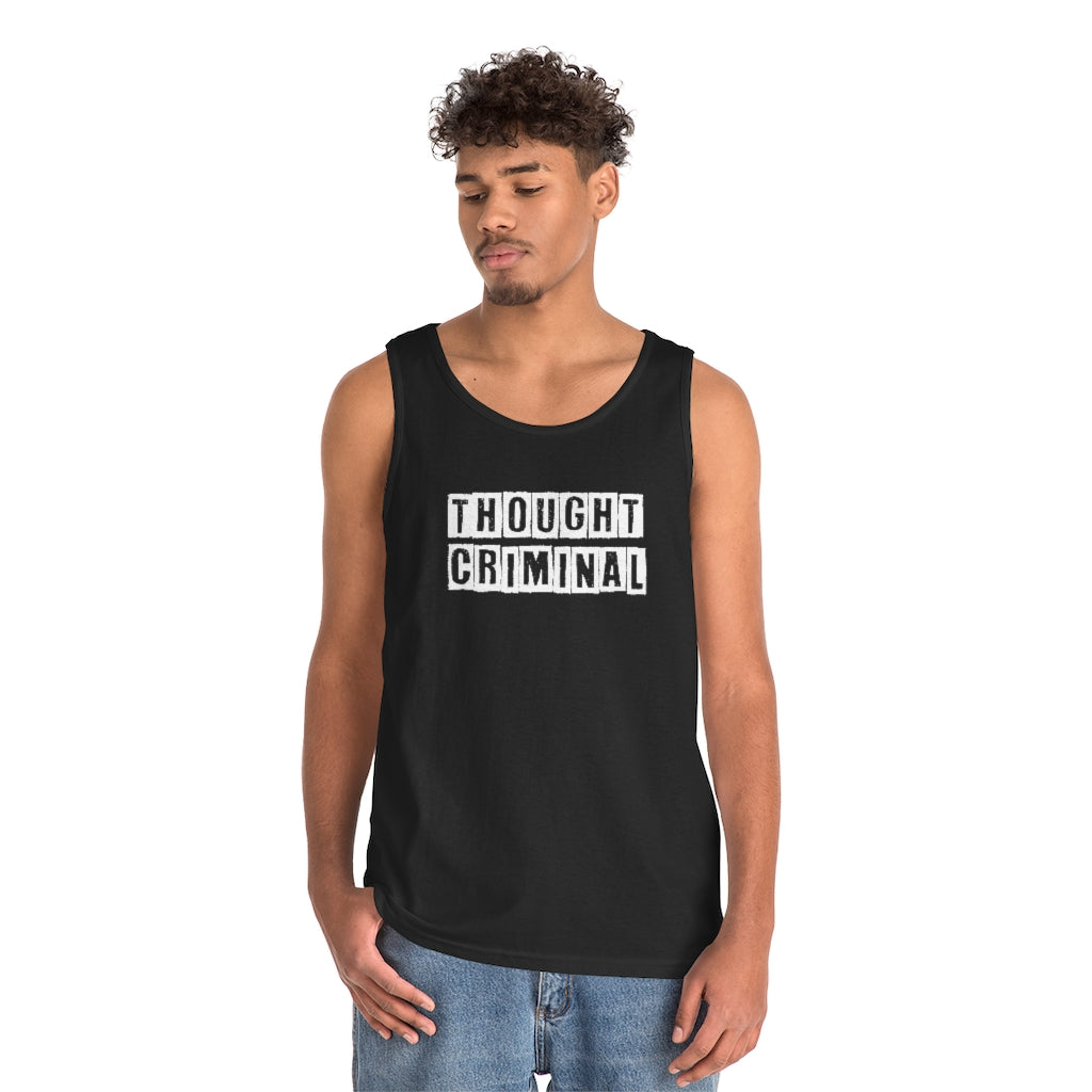Thought Criminal | Men's Heavy Cotton Tank Top - Rise of The New Media