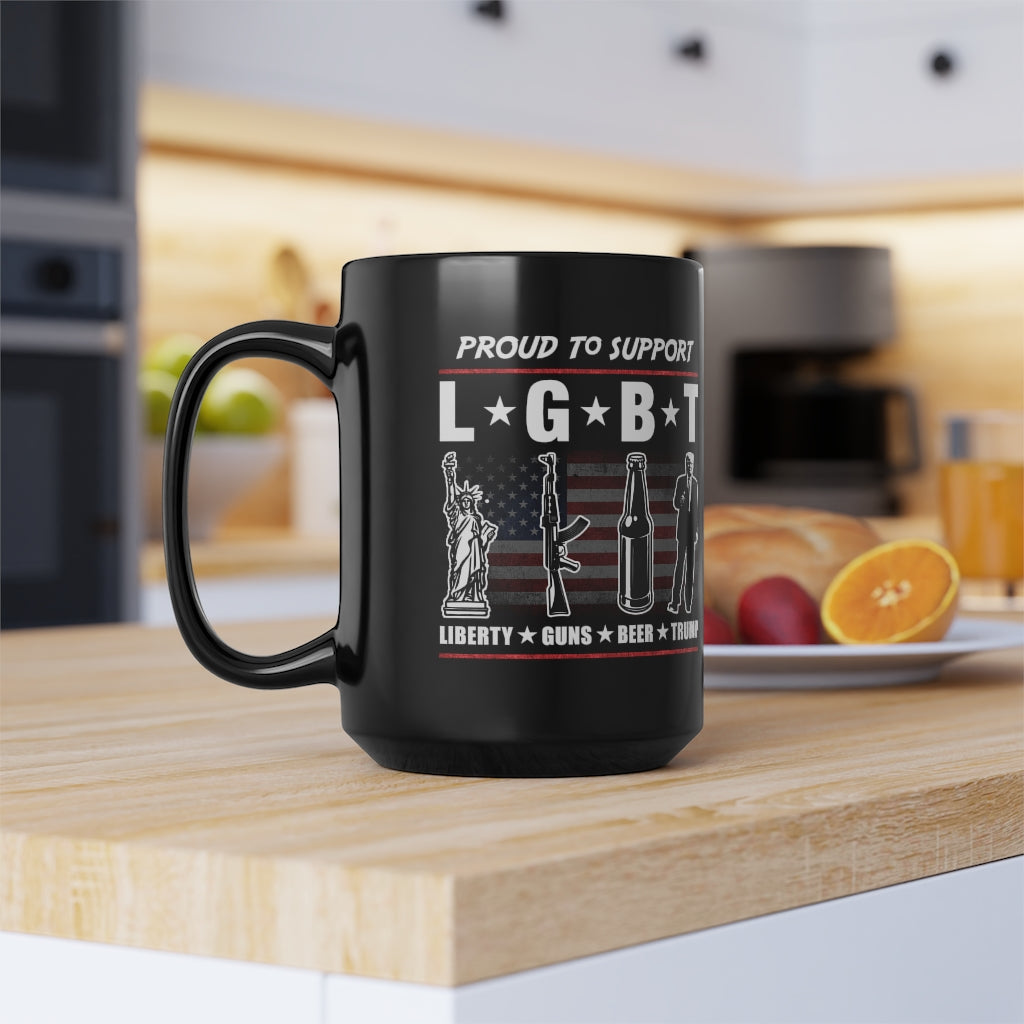 Proud To Support LGBT | 15oz Black Mug - Rise of The New Media