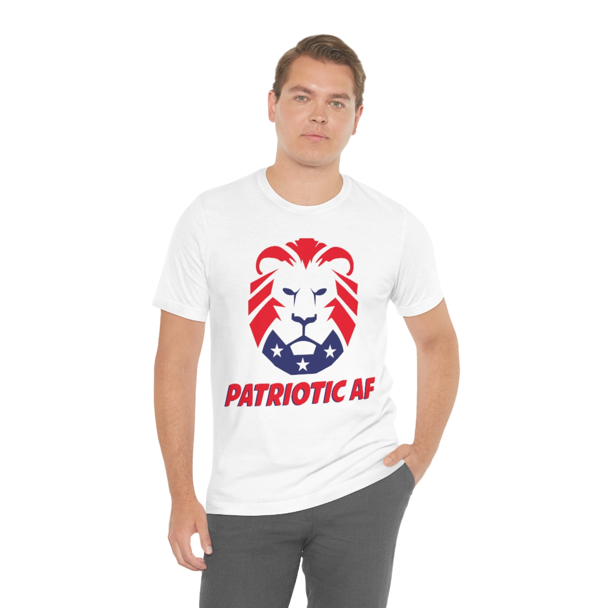 Patriotic AF with MAGA Lion | Mens/Unisex Short Sleeve T-Shirt - Rise of The New Media