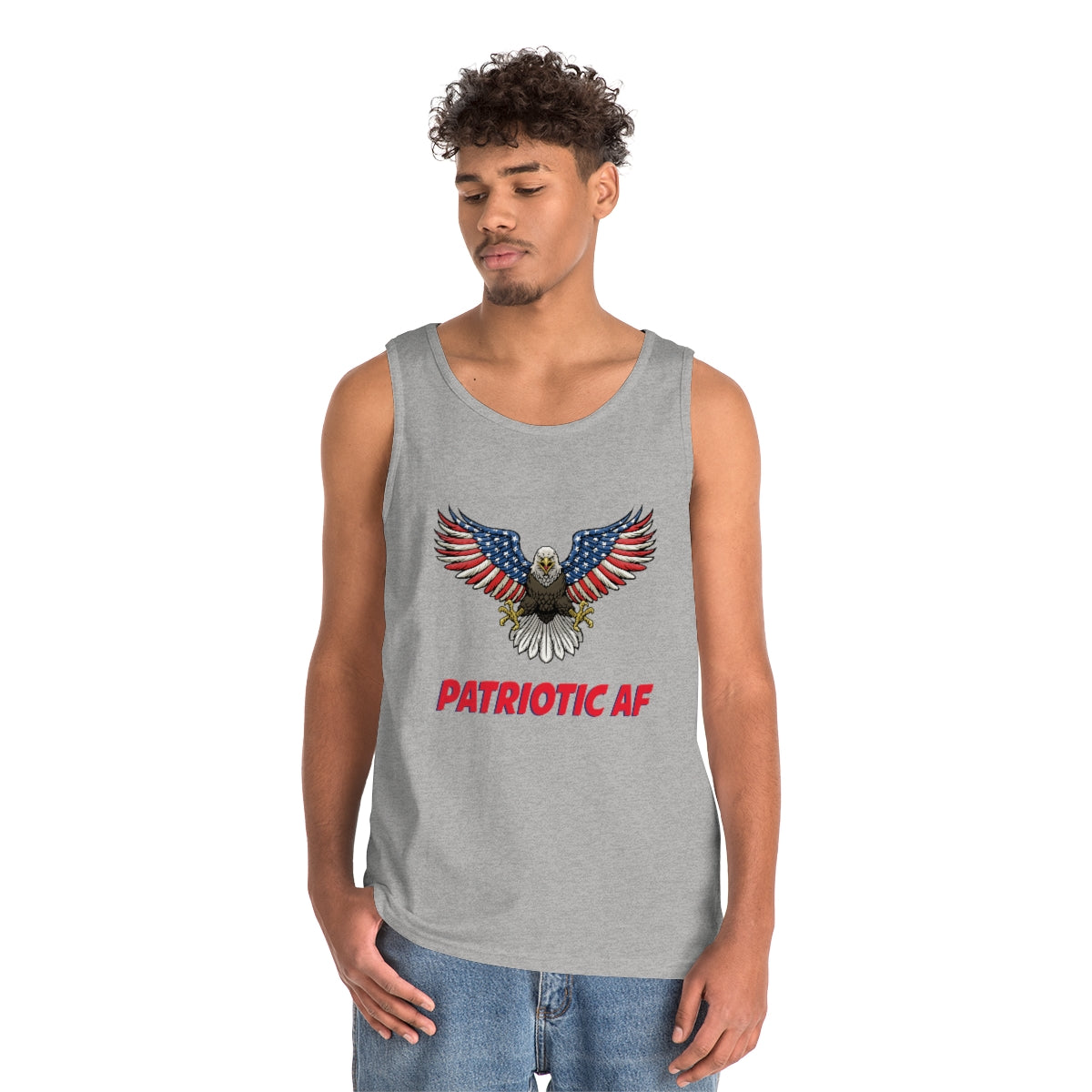Patriotic AF with American Eagle 2 | Men's Heavy Cotton Tank Top - Rise of The New Media