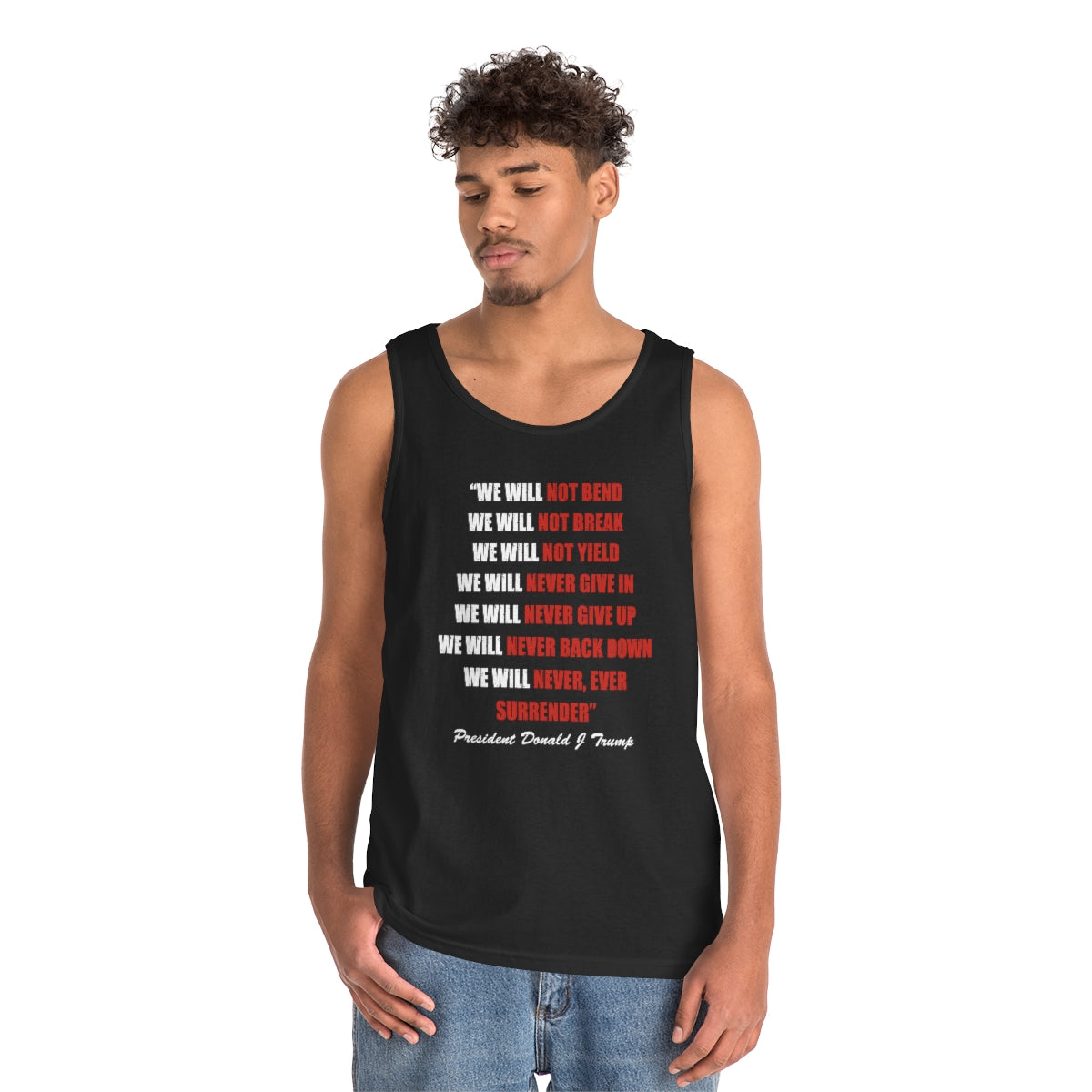 We Will Not Bend.. | Men's Heavy Cotton Tank Top - Rise of The New Media