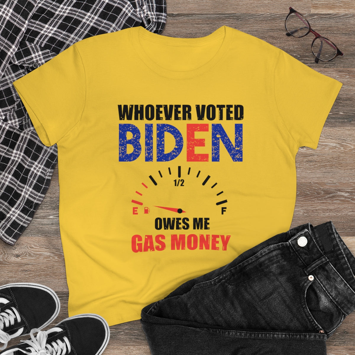 Whoever Voted Biden Owes Me Gas Money | Women's Cotton Tee - Rise of The New Media