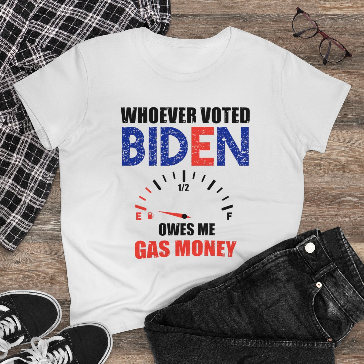 Whoever Voted Biden Owes Me Gas Money | Women's Cotton Tee - Rise of The New Media