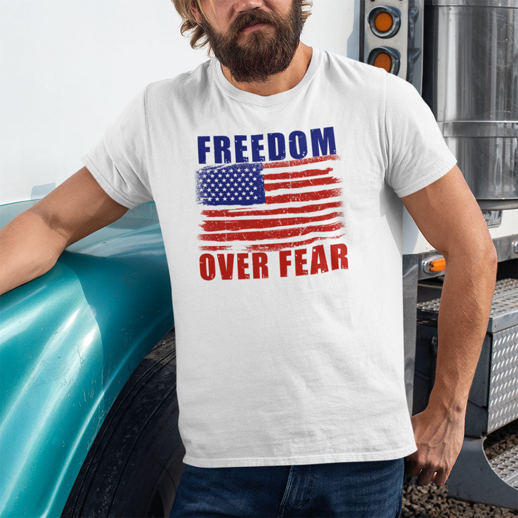 Freedom Over Fear | Mens/Unisex Short Sleeve T-Shirt - Rise of The New Media