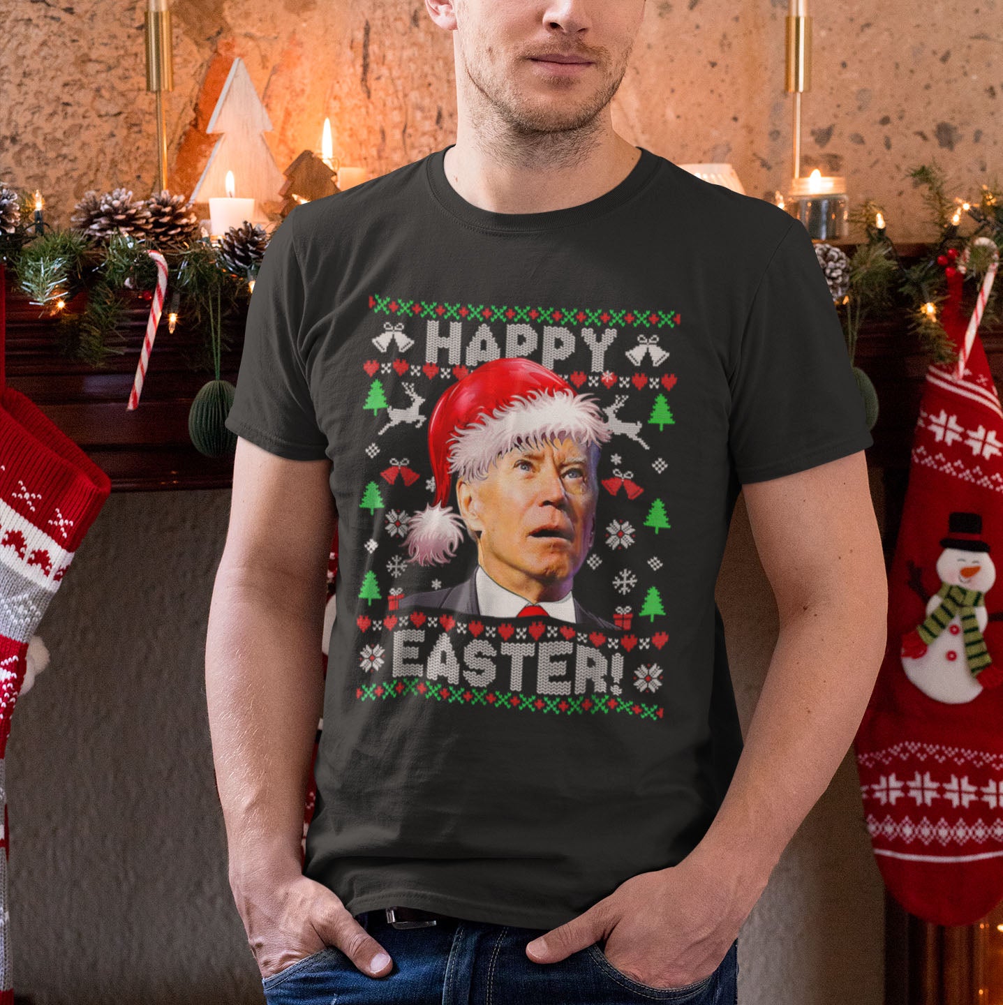 Biden Happy Easter | Mens/Unisex Short Sleeve T-Shirt - Rise of The New Media