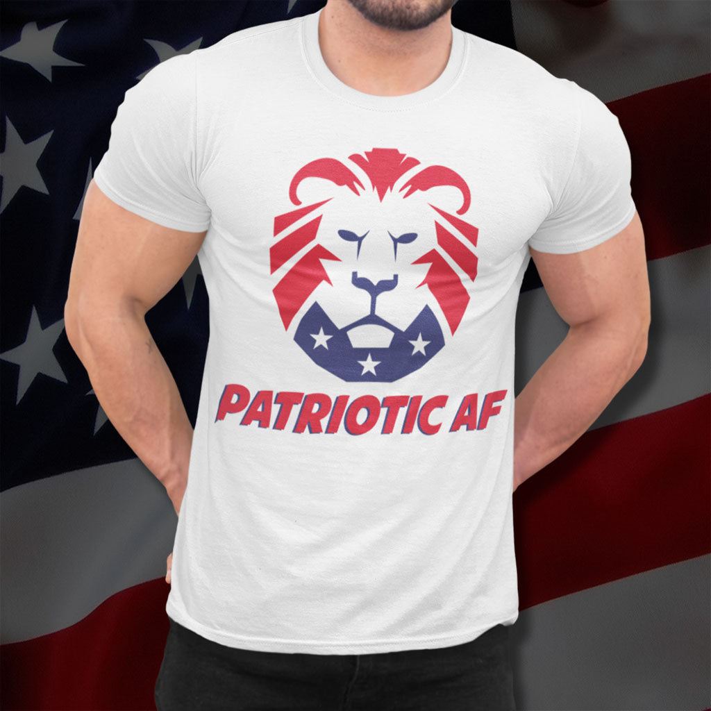 Patriotic AF with MAGA Lion | Mens/Unisex Short Sleeve T-Shirt - Rise of The New Media