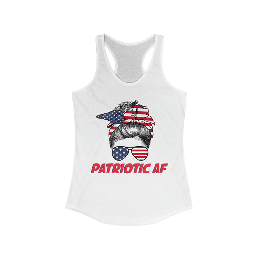 Patriotic AF with USA Mom | Women's Racerback Tank - Rise of The New Media