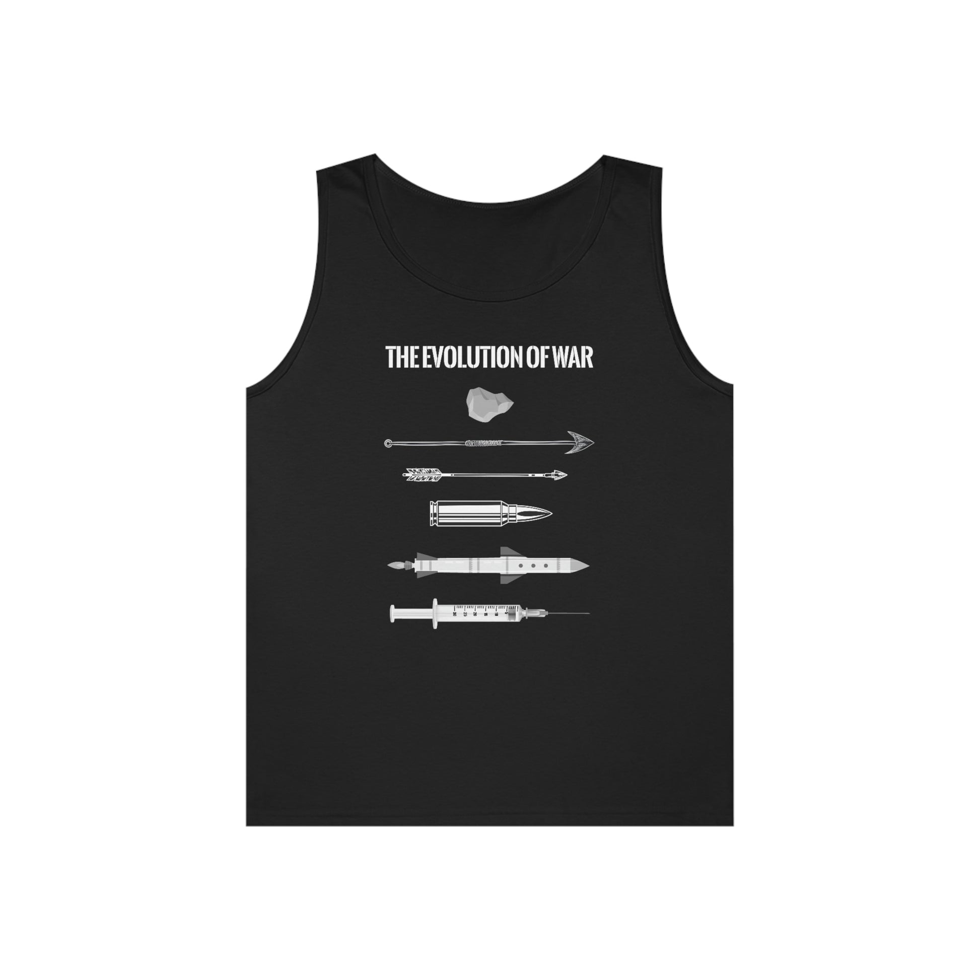 The Evolution of War | Men's Heavy Cotton Tank Top - Rise of The New Media