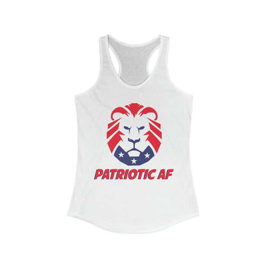 Patriotic AF with MAGA Lion | Women's Racerback Tank - Rise of The New Media
